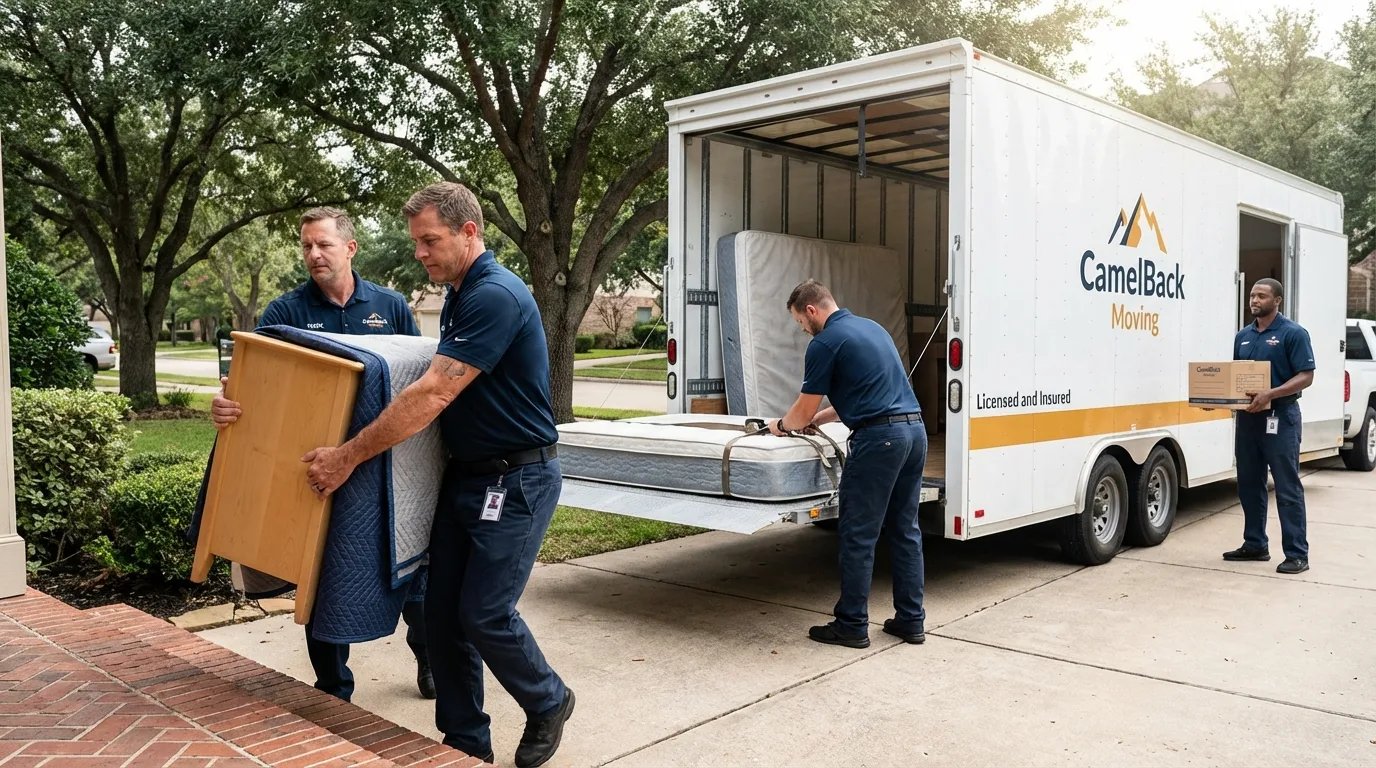 Crew loading residential truck for cross-state move from Hornell, NY