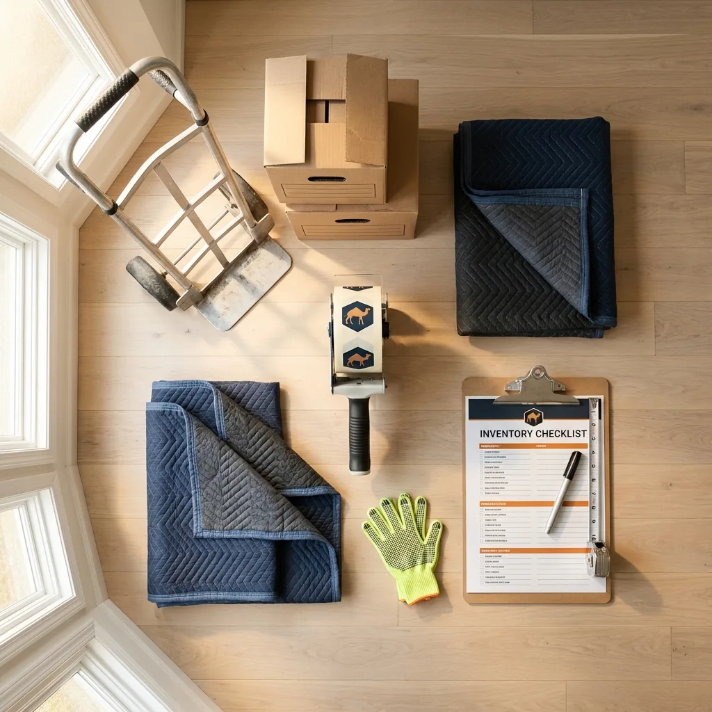 Professional moving supplies and packing materials layout for Hornell residential relocations